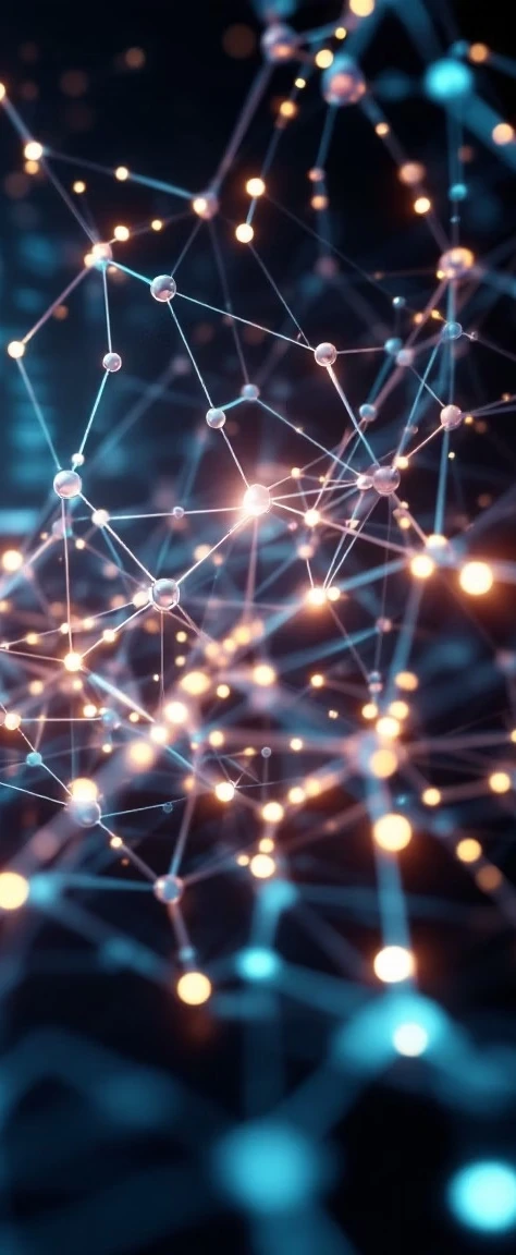 Abstrakte Zukunftsvisualisierung digital vernetzter biologischer Signale; keine Darstellung eines verfügbaren Produkts.